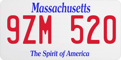 MA license plate 9ZM520