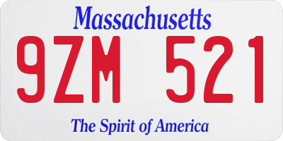 MA license plate 9ZM521