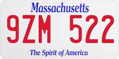 MA license plate 9ZM522