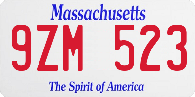 MA license plate 9ZM523