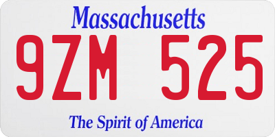 MA license plate 9ZM525