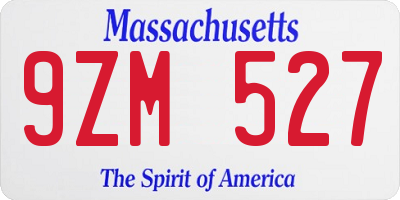 MA license plate 9ZM527