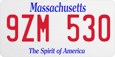 MA license plate 9ZM530