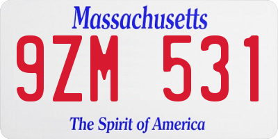 MA license plate 9ZM531