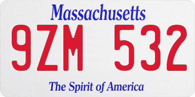 MA license plate 9ZM532