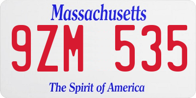 MA license plate 9ZM535