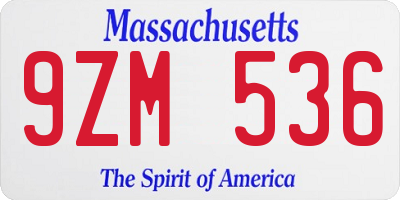 MA license plate 9ZM536