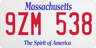 MA license plate 9ZM538