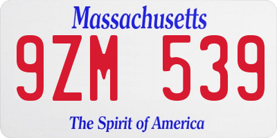 MA license plate 9ZM539