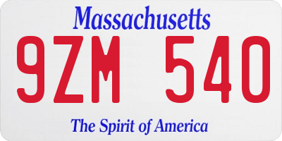 MA license plate 9ZM540