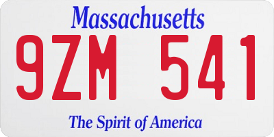 MA license plate 9ZM541