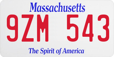 MA license plate 9ZM543