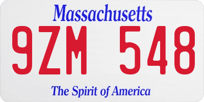MA license plate 9ZM548