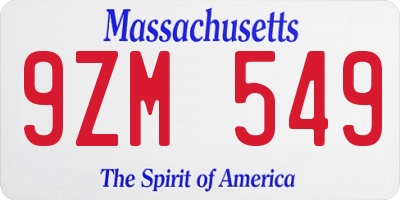 MA license plate 9ZM549