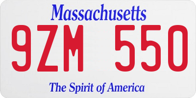 MA license plate 9ZM550