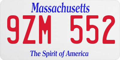 MA license plate 9ZM552