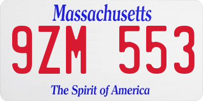 MA license plate 9ZM553