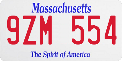 MA license plate 9ZM554