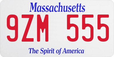 MA license plate 9ZM555