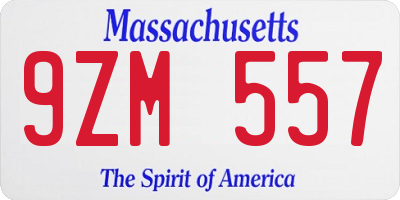 MA license plate 9ZM557