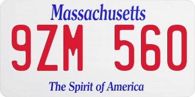 MA license plate 9ZM560