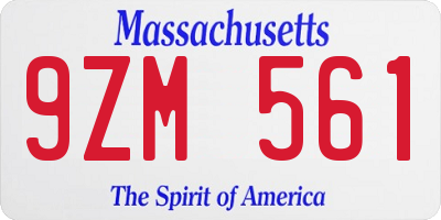 MA license plate 9ZM561