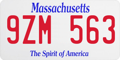 MA license plate 9ZM563