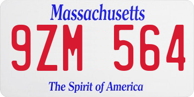 MA license plate 9ZM564