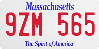 MA license plate 9ZM565