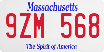 MA license plate 9ZM568