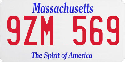 MA license plate 9ZM569