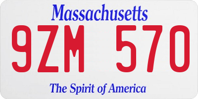 MA license plate 9ZM570