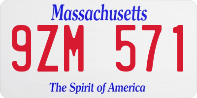 MA license plate 9ZM571