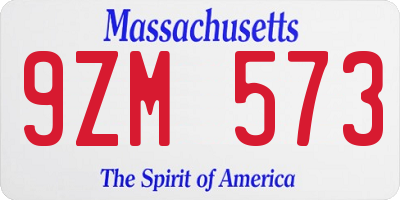 MA license plate 9ZM573