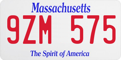 MA license plate 9ZM575