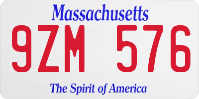 MA license plate 9ZM576