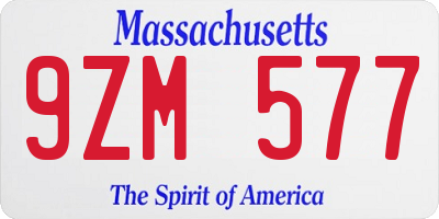 MA license plate 9ZM577