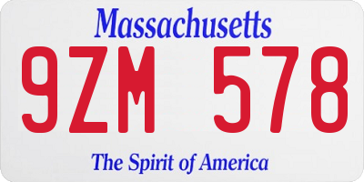 MA license plate 9ZM578