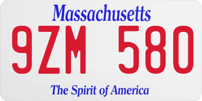 MA license plate 9ZM580