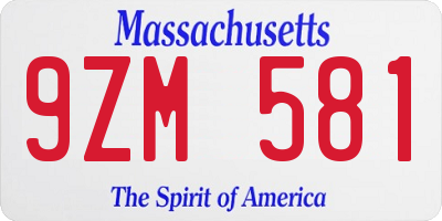 MA license plate 9ZM581