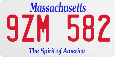 MA license plate 9ZM582