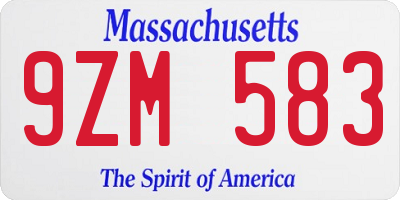 MA license plate 9ZM583