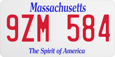 MA license plate 9ZM584