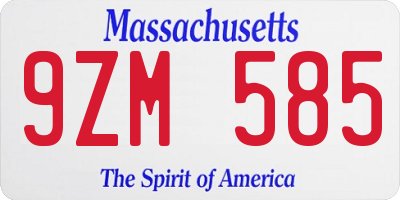 MA license plate 9ZM585