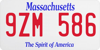 MA license plate 9ZM586