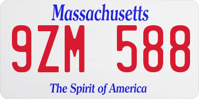 MA license plate 9ZM588