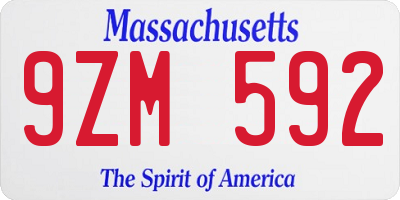MA license plate 9ZM592