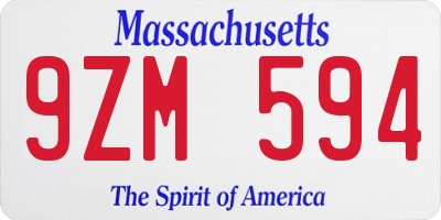 MA license plate 9ZM594