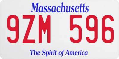 MA license plate 9ZM596