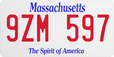 MA license plate 9ZM597